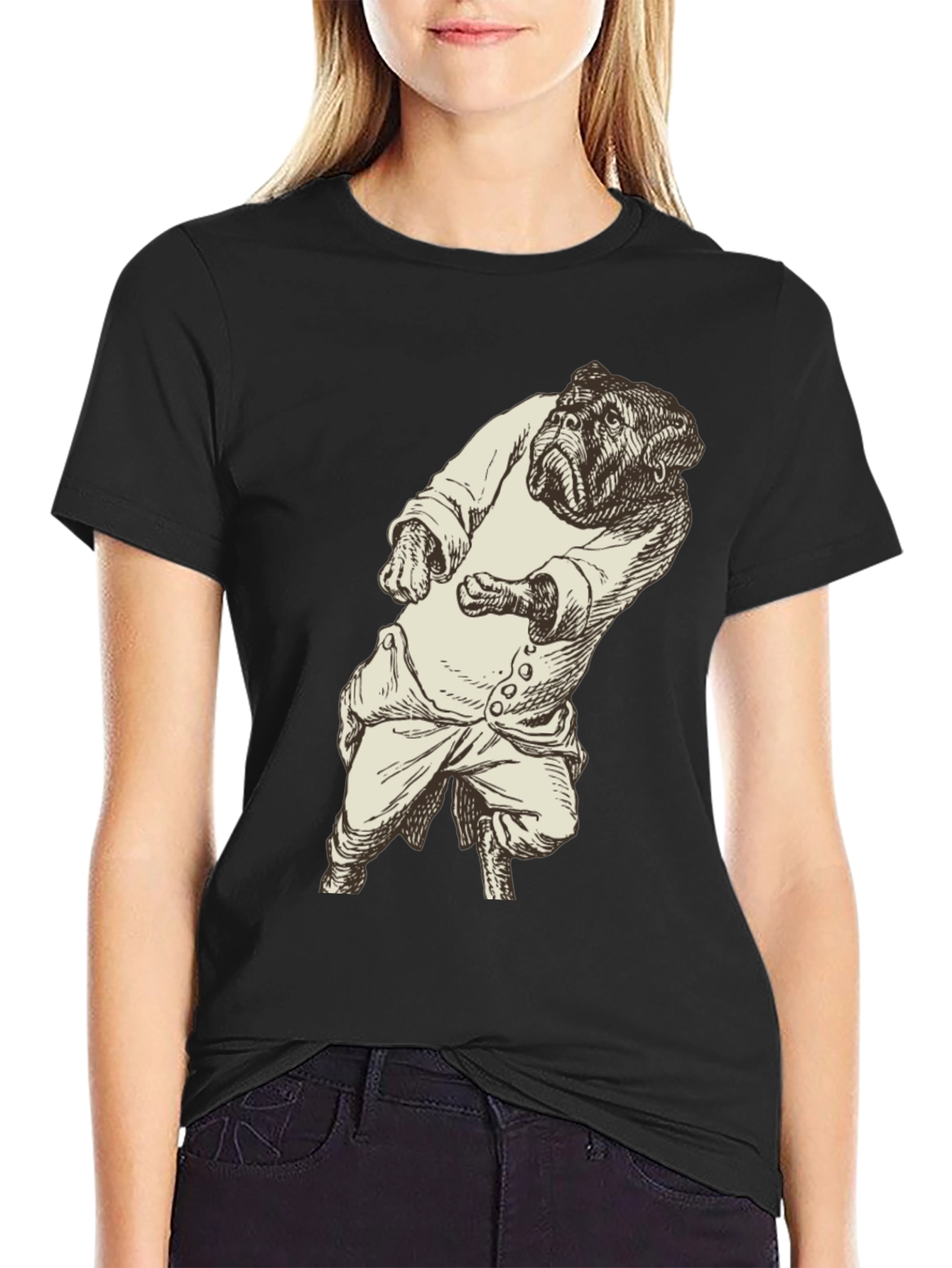 Bulldog Gentleman Graphic Tee - Unique Black T-Shirt