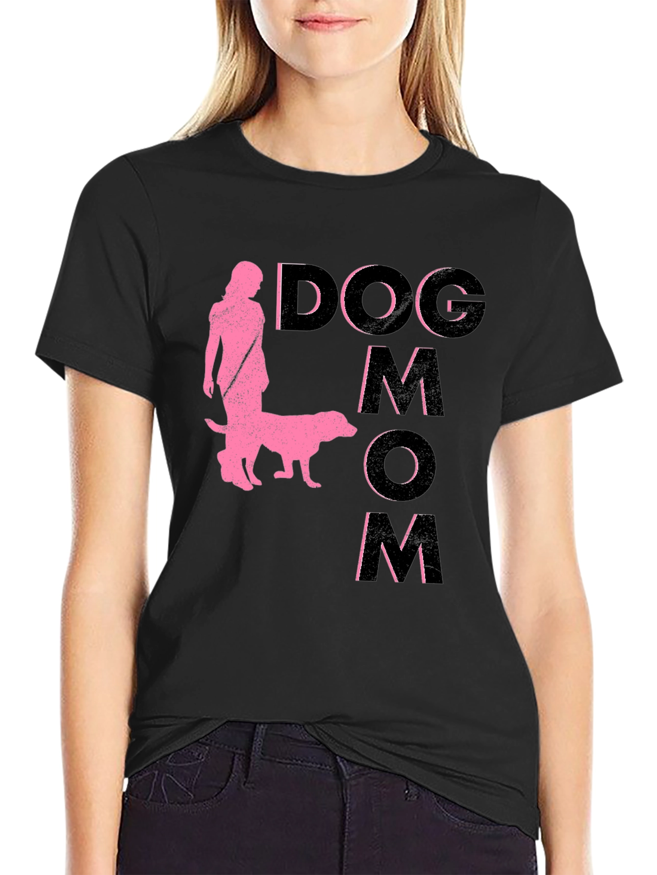 Dog Mom Graphic T-Shirt - Black