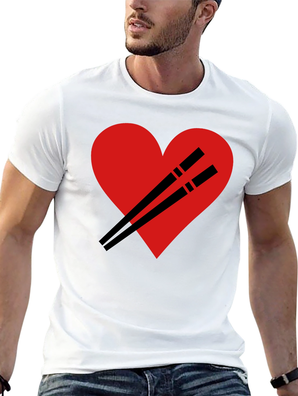 Sushi Lover T-Shirt - Chopsticks Heart Design