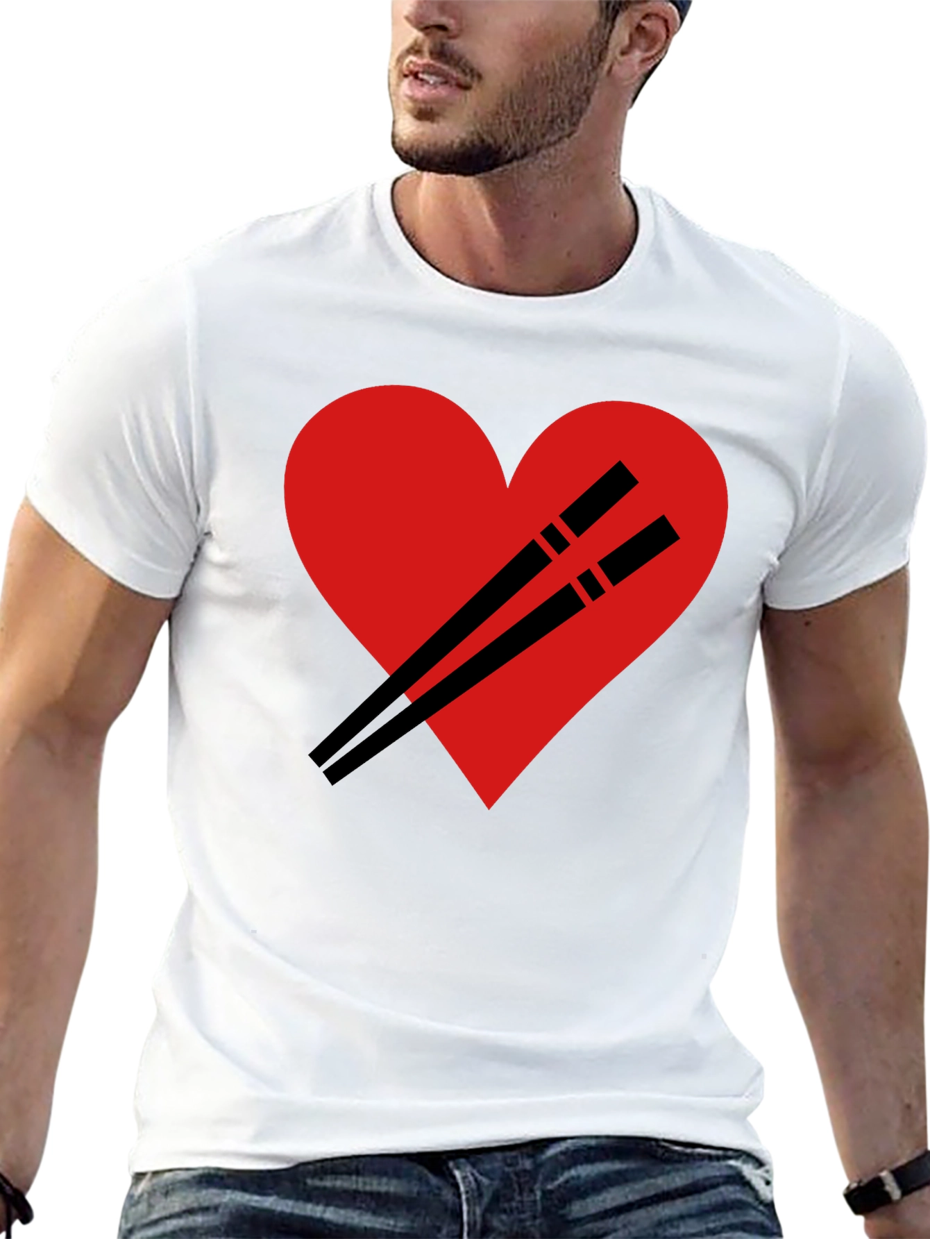 Sushi Lover T-Shirt - Chopsticks Heart Design