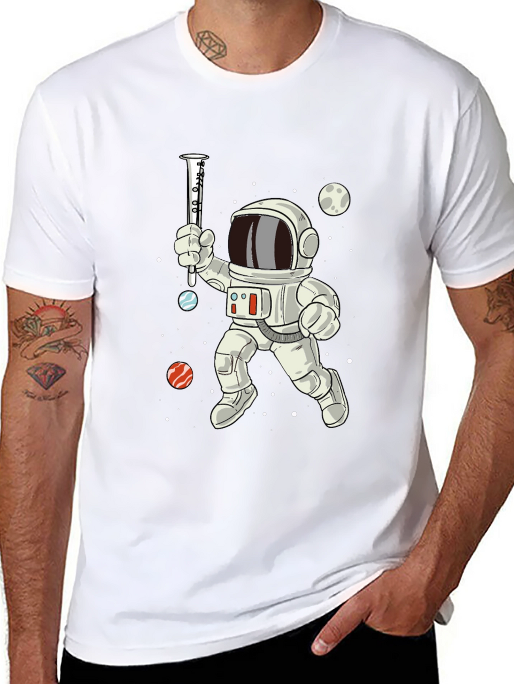Astronaut Clarinet Space T-Shirt - Cool Music Tee
