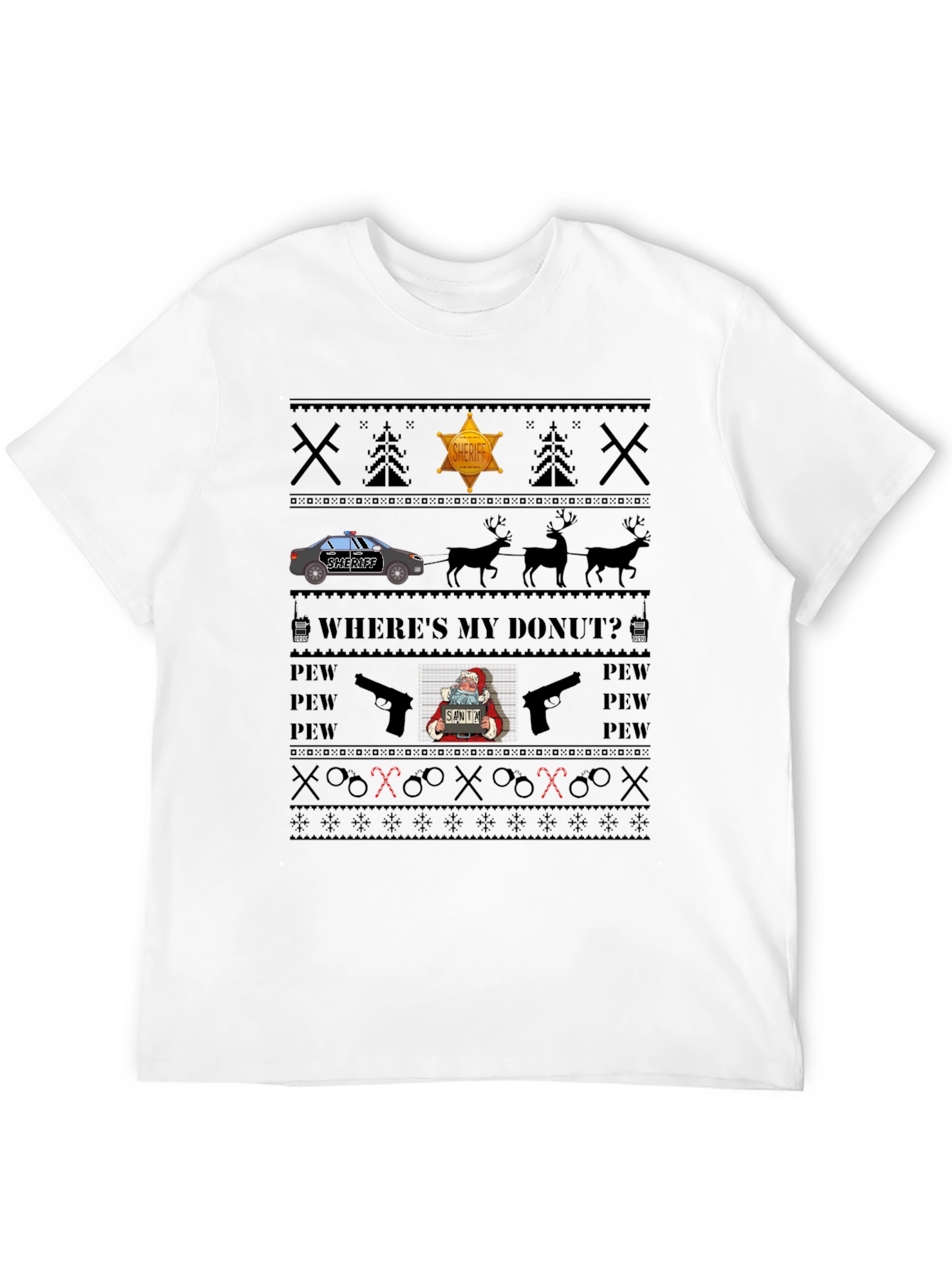 Funny Police Sheriff Ugly Christmas T-Shirt