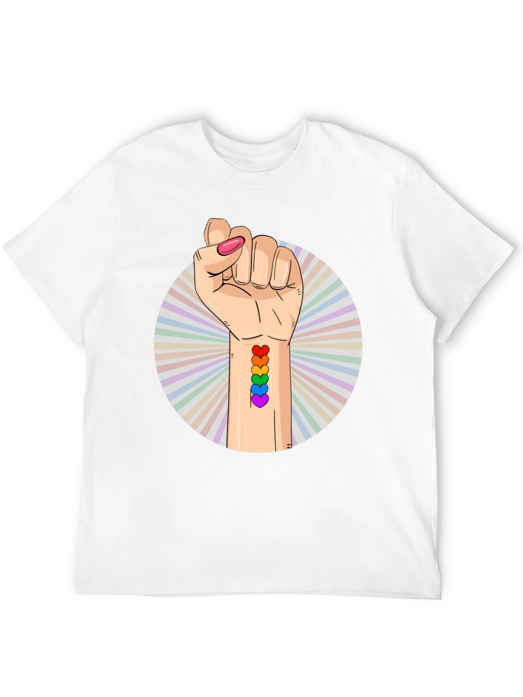 Pride Fist T-Shirt - Rainbow Heart Tattoo