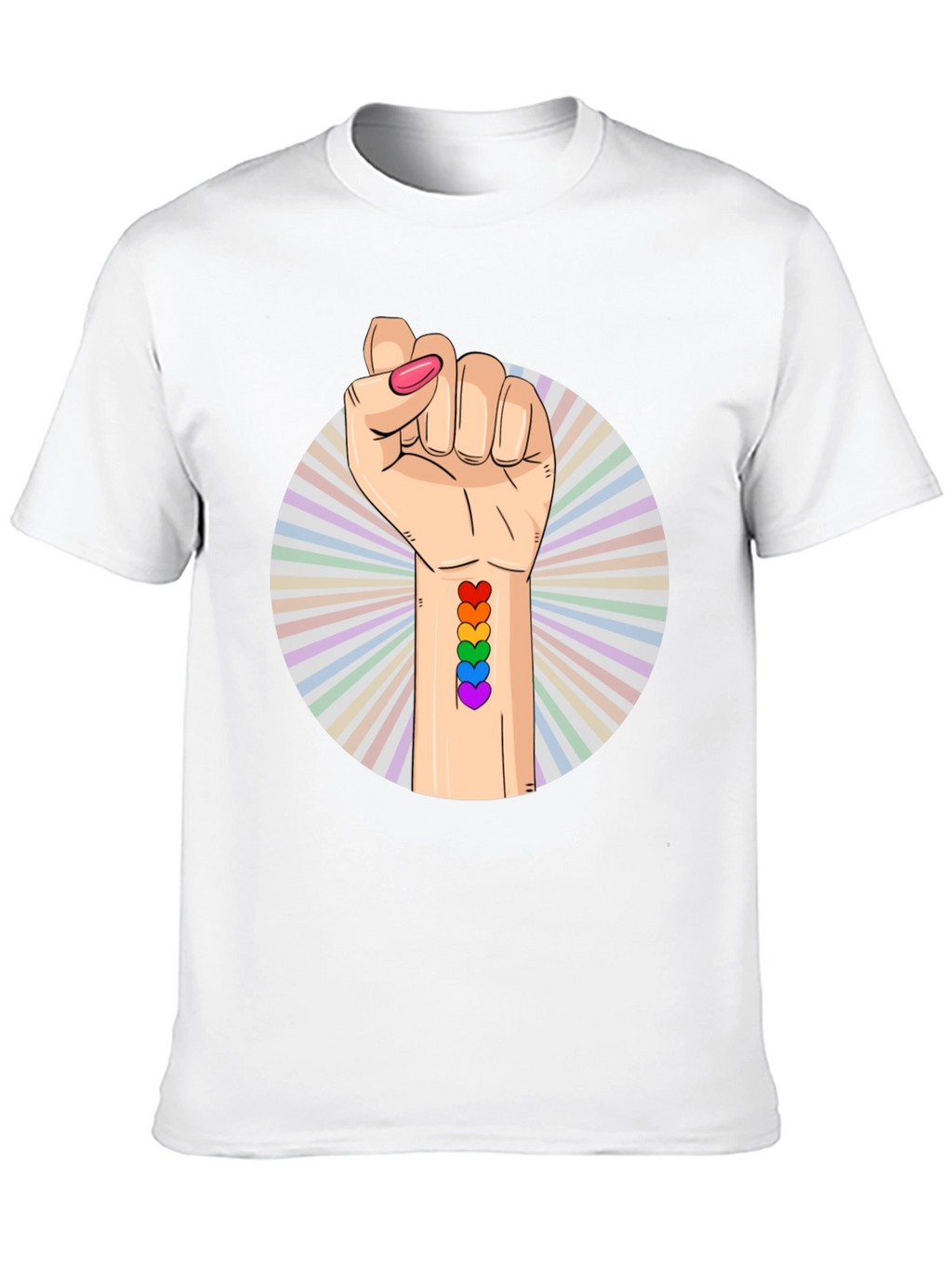 Pride Fist T-Shirt - Rainbow Heart Tattoo