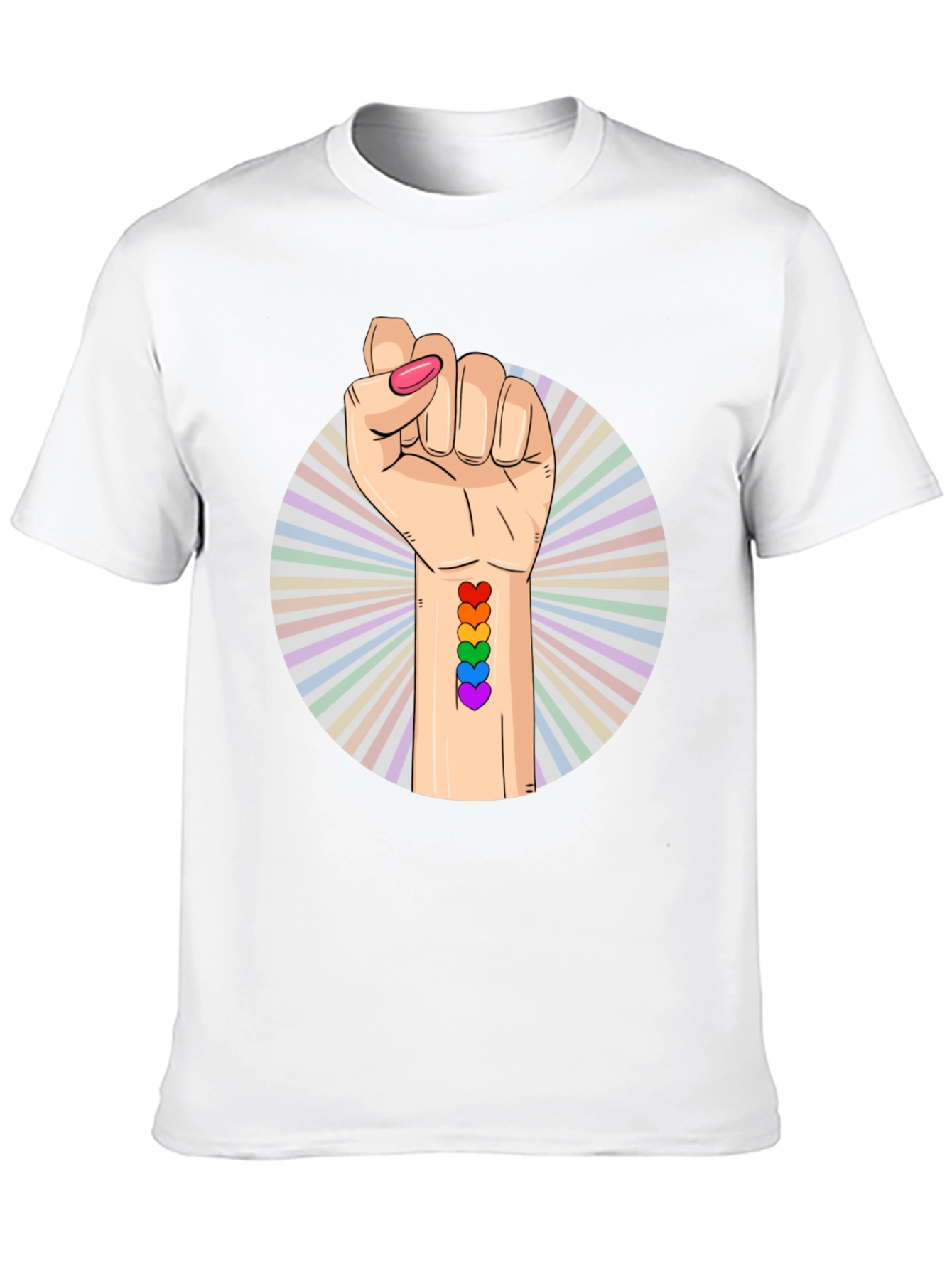 Pride Fist T-Shirt - Rainbow Heart Tattoo