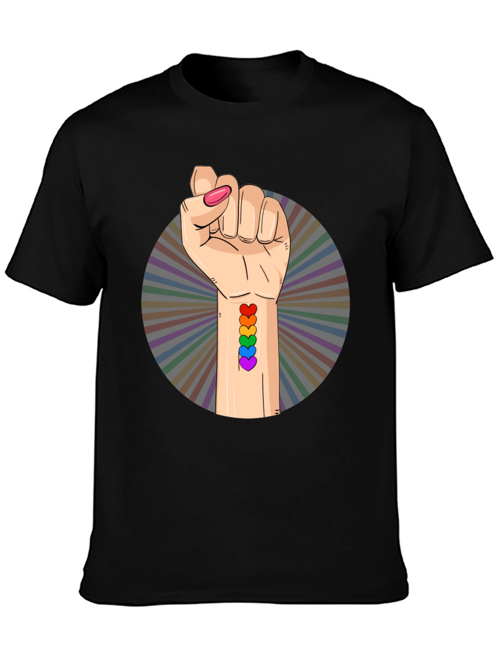 Pride Fist T-Shirt - Rainbow Heart Tattoo