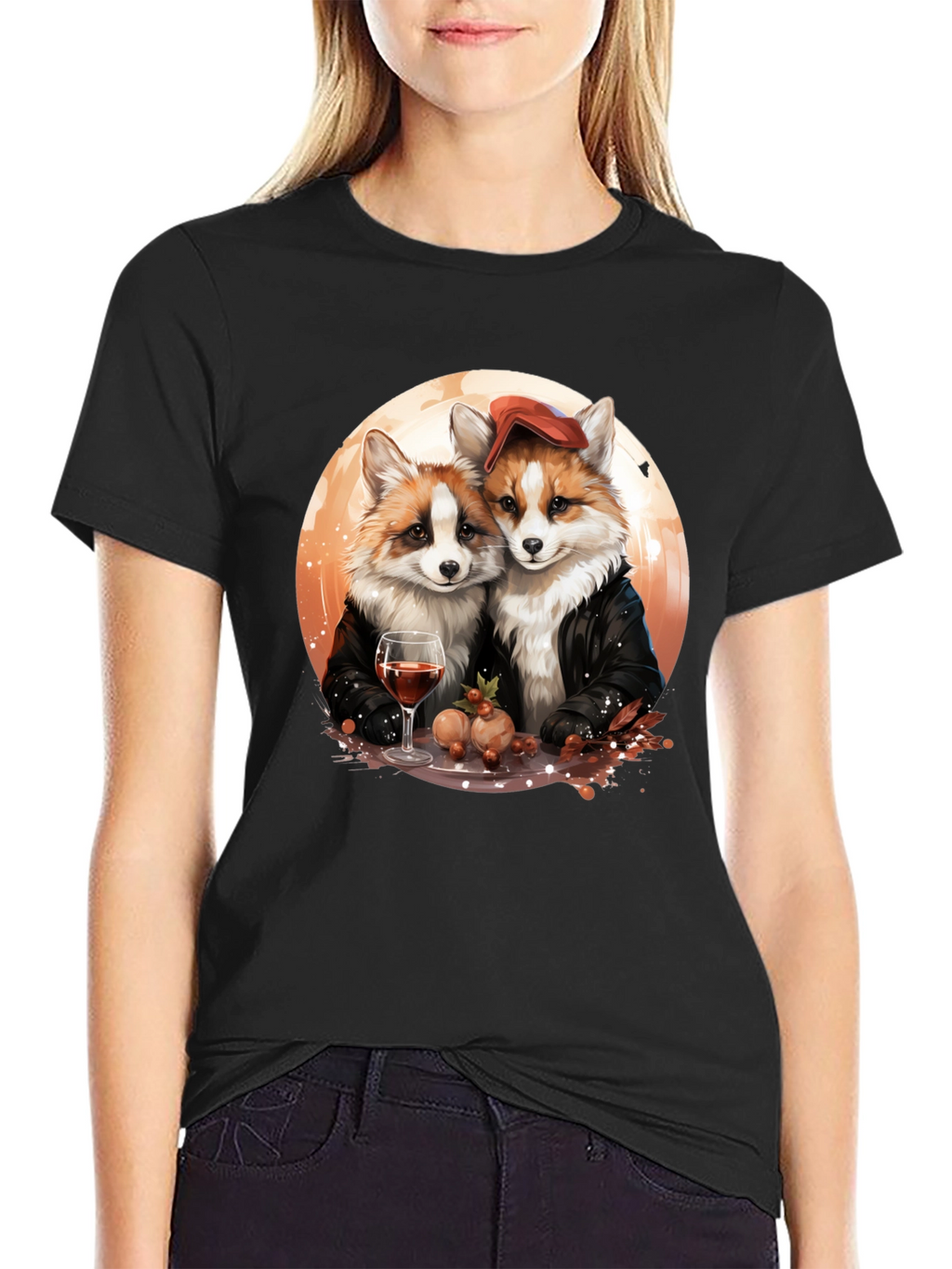 Fox Couple Graphic T-Shirt - Unique Design