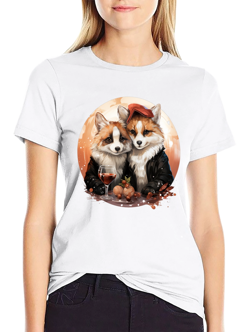 Fox Couple Graphic T-Shirt - Unique Design