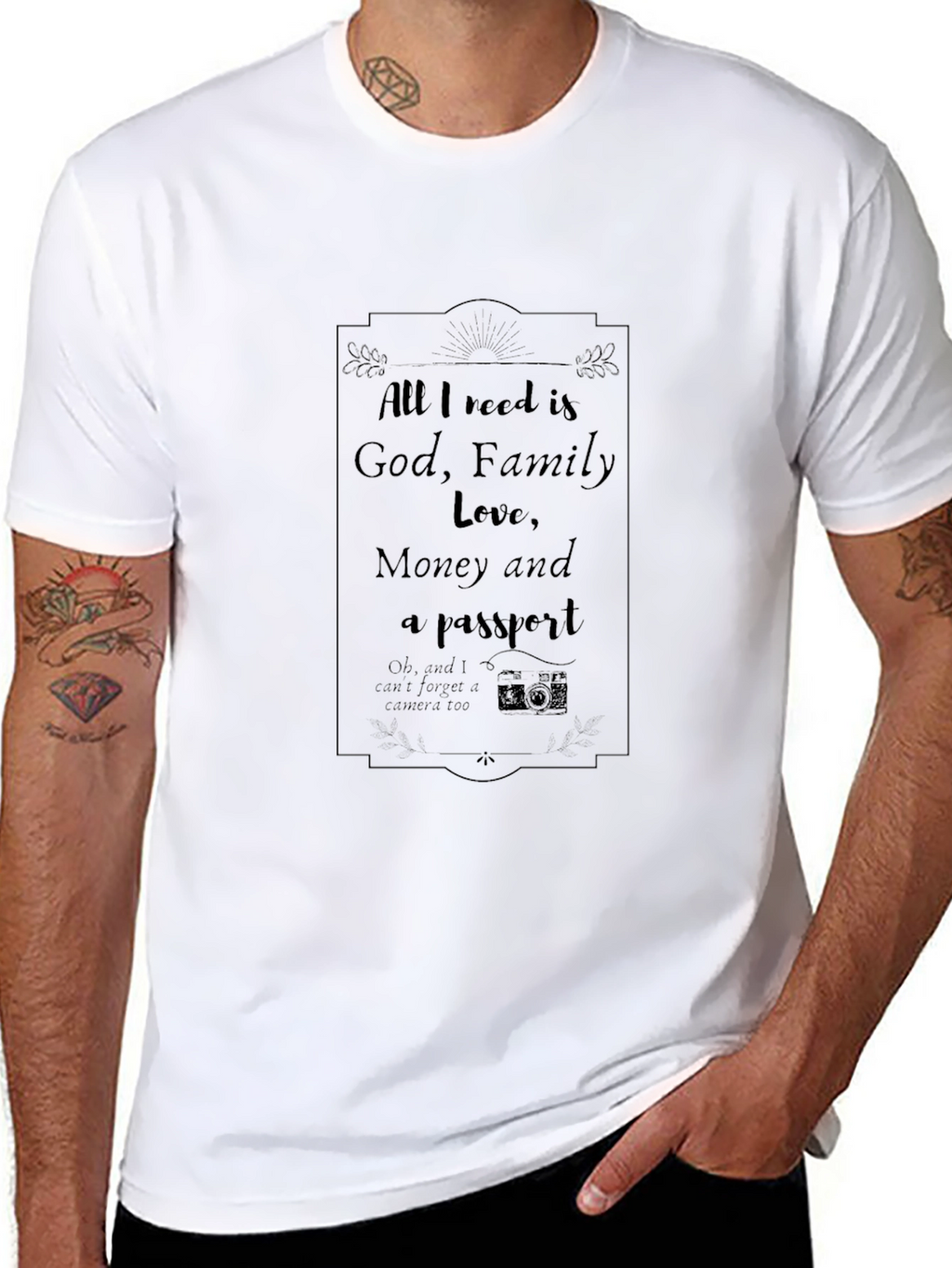 God Family Love Money & Passport T-Shirt