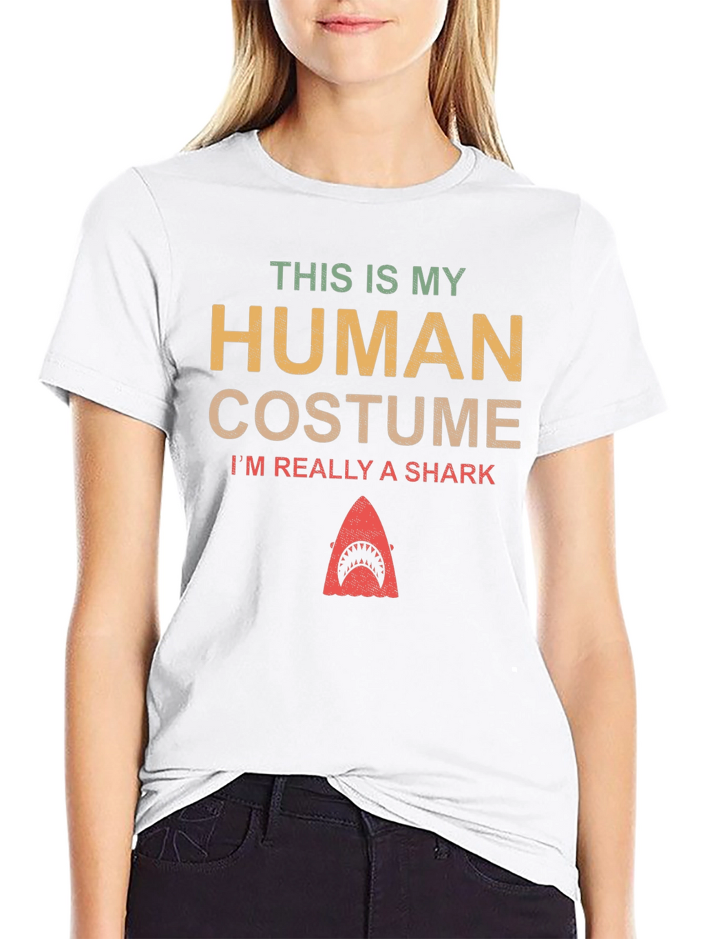 Human Costume Shark T-Shirt - Funny Halloween Tee