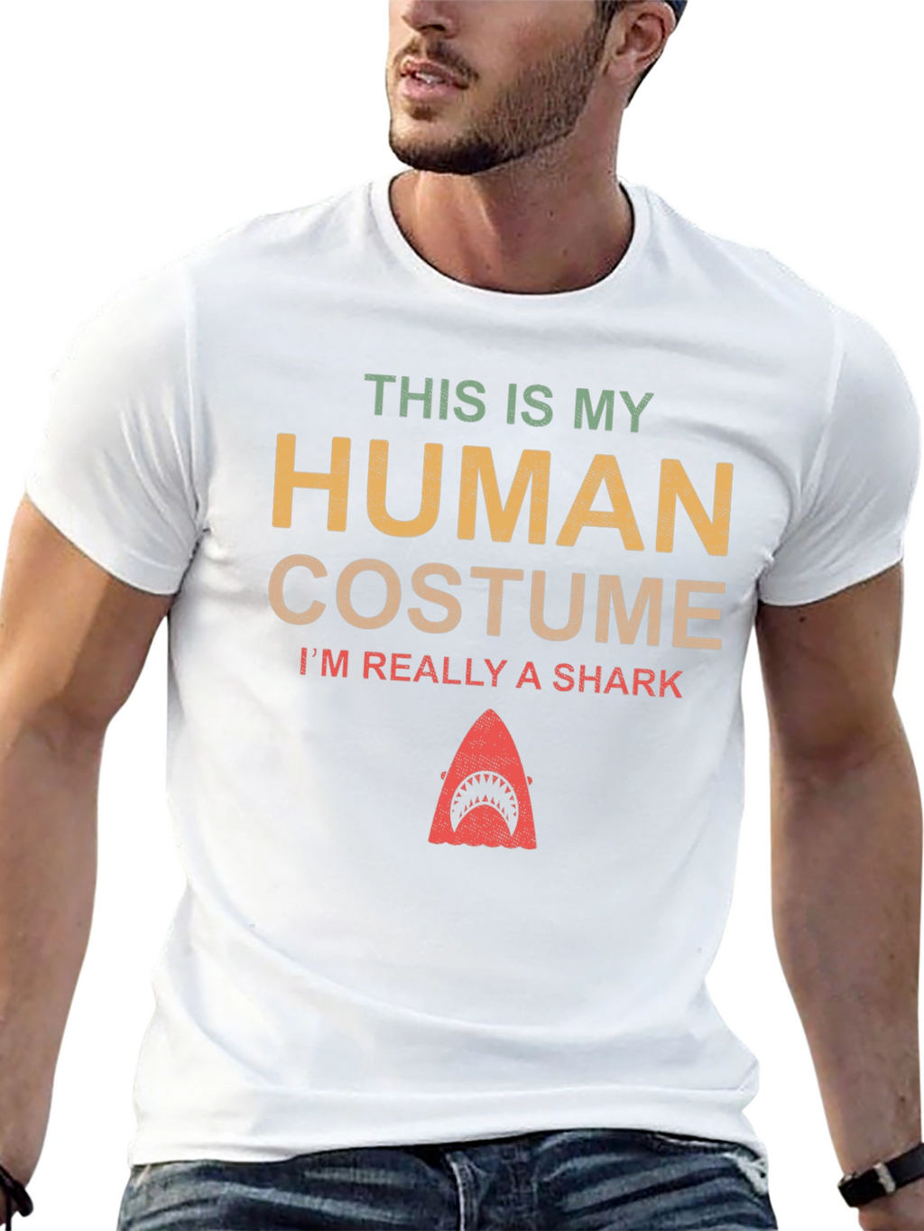 Human Costume Shark T-Shirt - Funny Halloween Tee