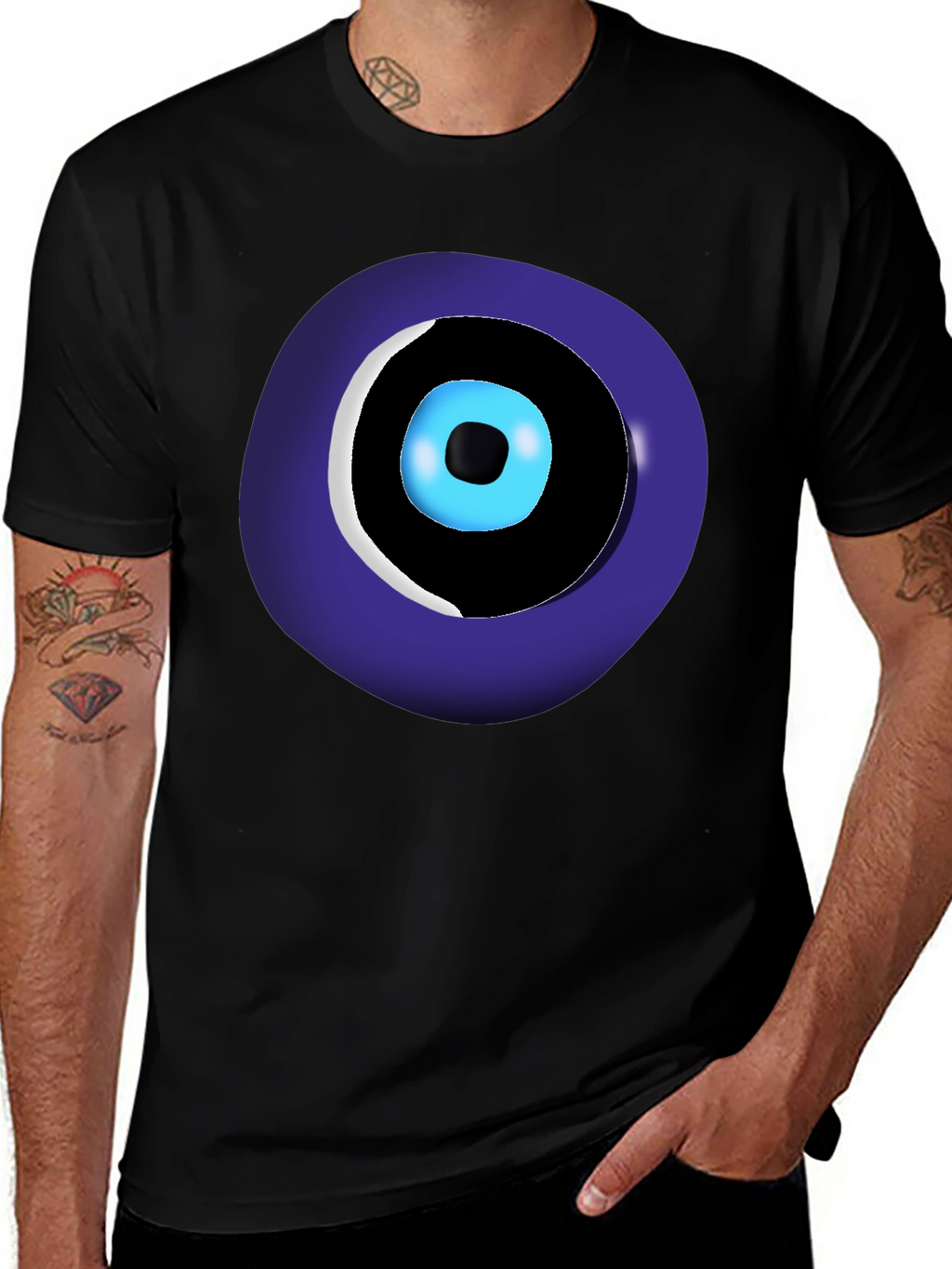 Evil Eye Graphic Tee - Black Unisex Crew Neck