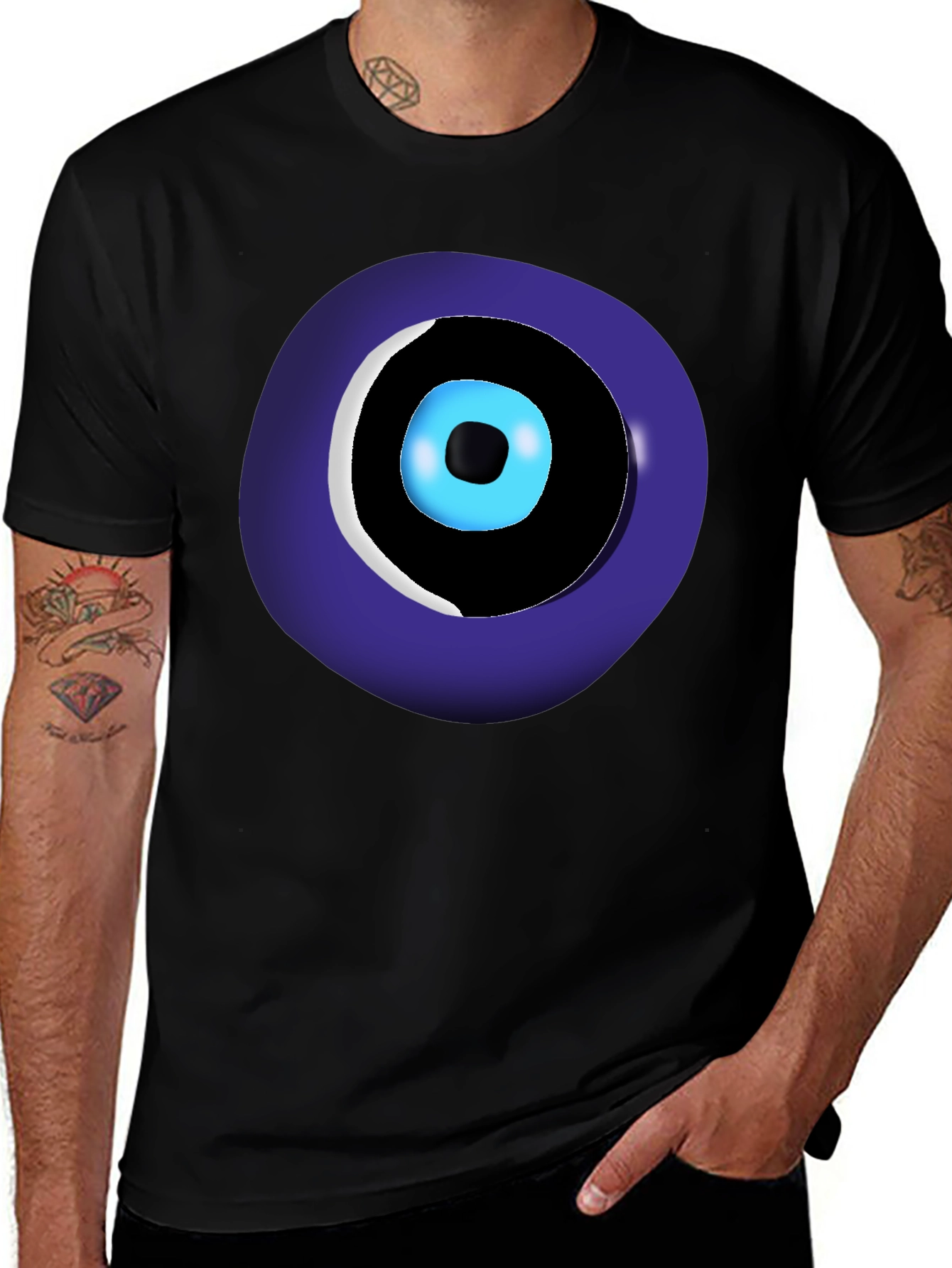 Evil Eye Graphic Tee - Black Unisex Crew Neck