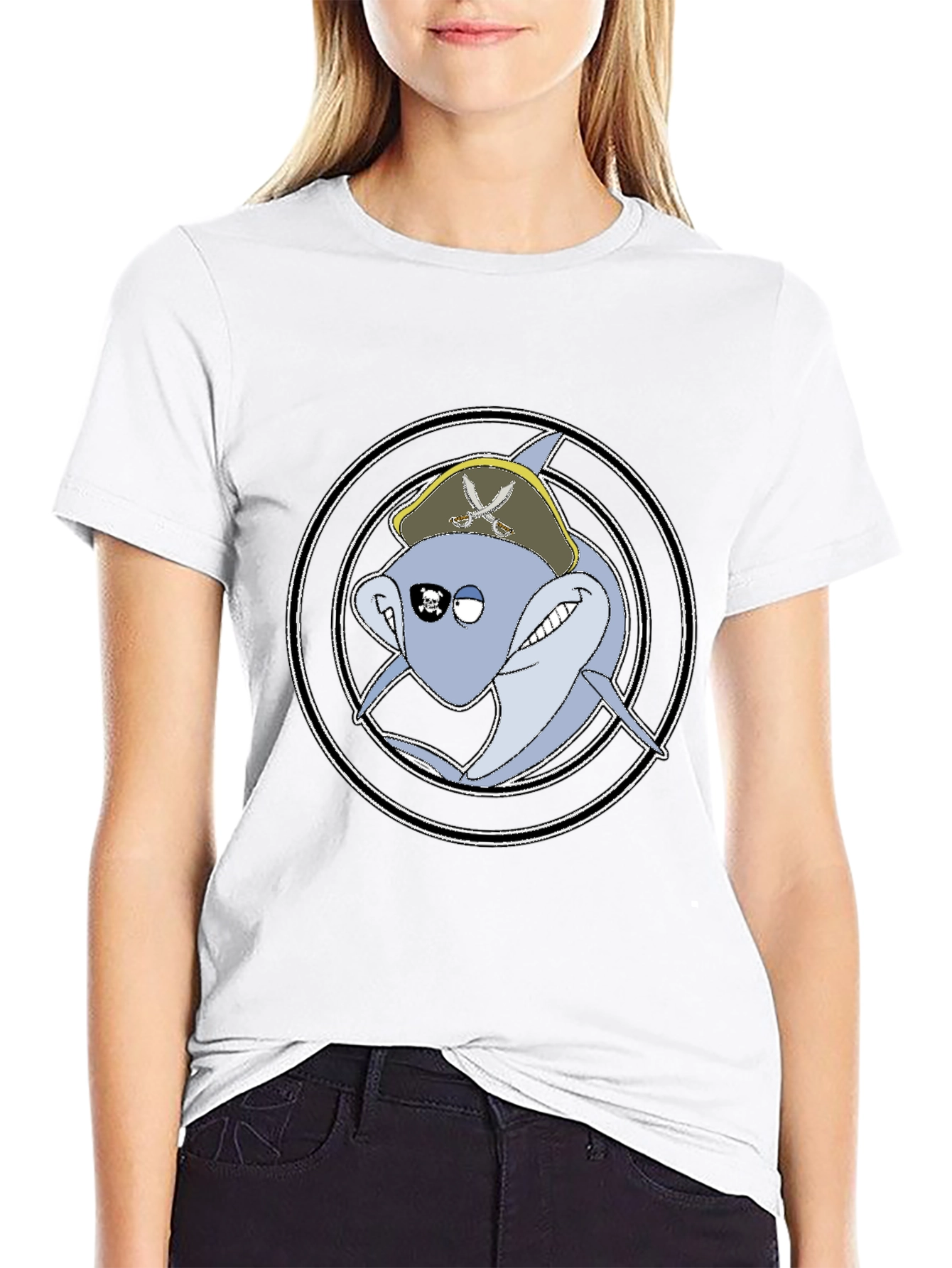 Pirate Shark Graphic Tee - Mens Black T-Shirt