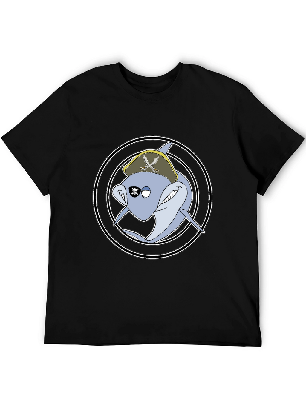 Pirate Shark Graphic Tee - Mens Black T-Shirt