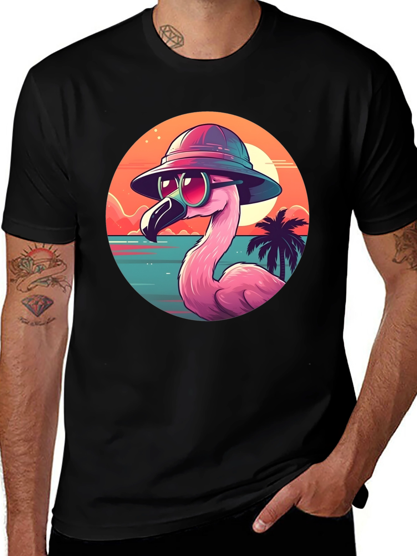 Cool Flamingo Graphic Tee - Tropical Beach Vibes