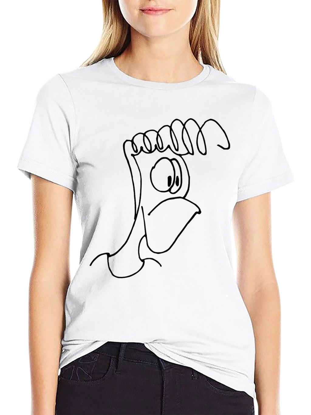 Unique Cartoon Chicken Graphic Black T-Shirt
