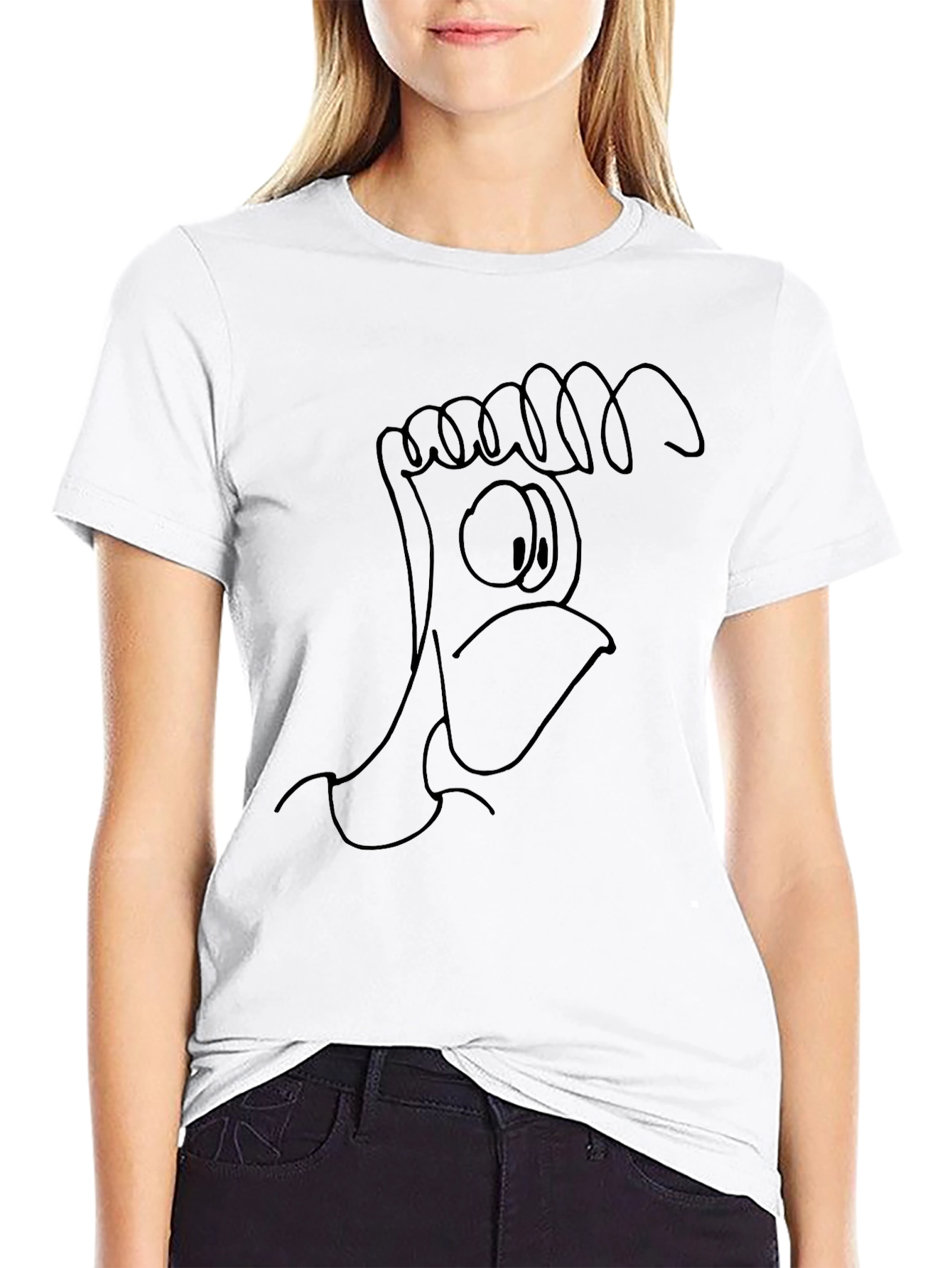 Unique Cartoon Chicken Graphic Black T-Shirt