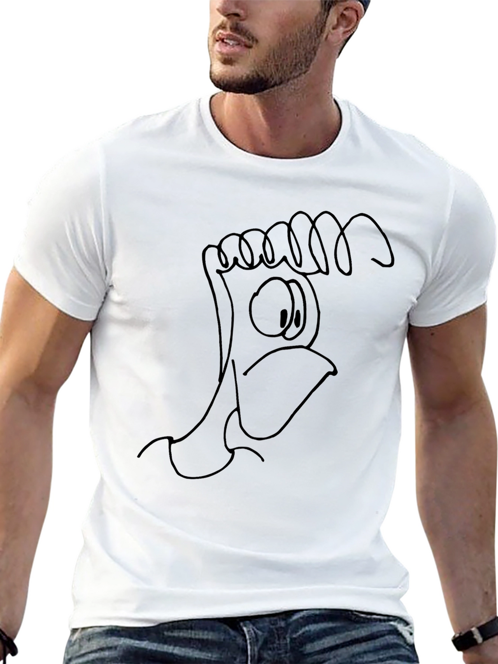 Unique Cartoon Chicken Graphic Black T-Shirt