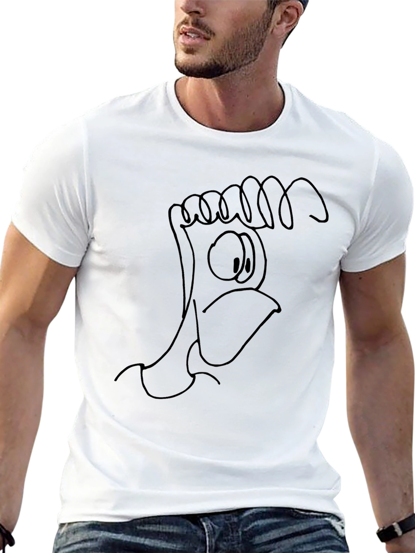 Unique Cartoon Chicken Graphic Black T-Shirt