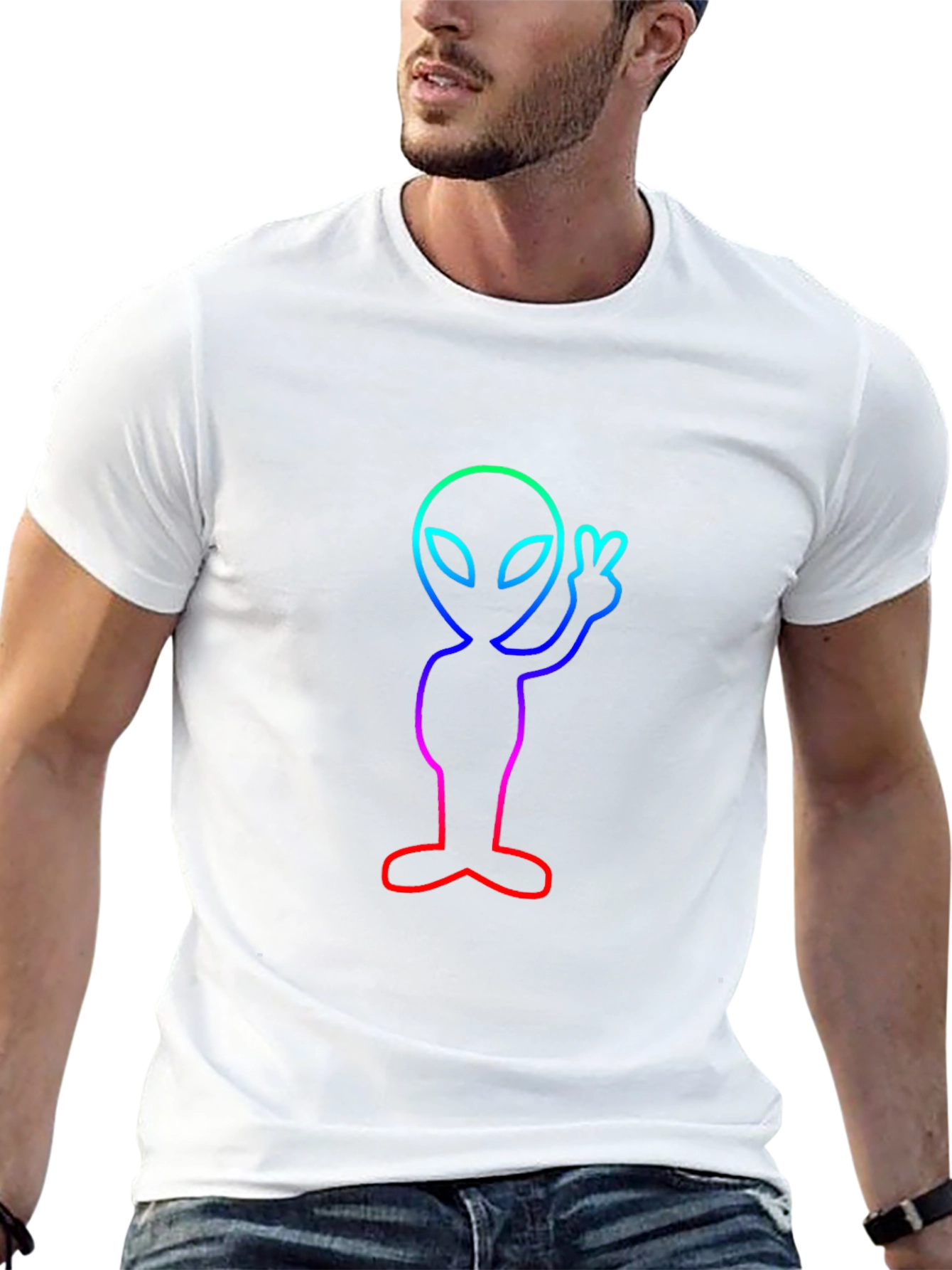 Neon Alien Peace Sign T-Shirt - Trendy Graphic Tee