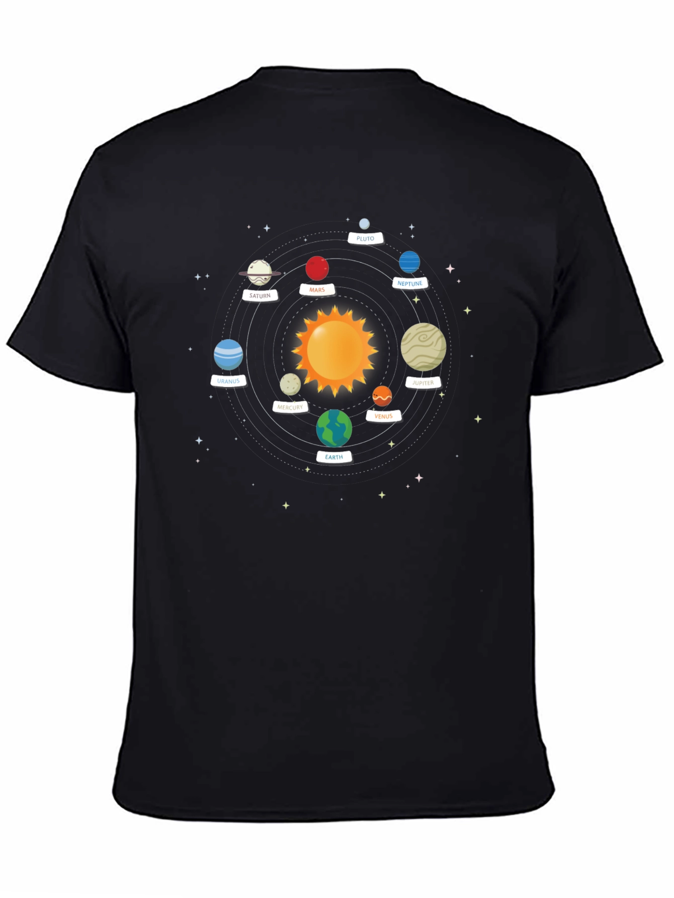 Solar System Planets Graphic Tee - Black