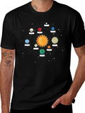 Solar System Planets Graphic Tee - Black