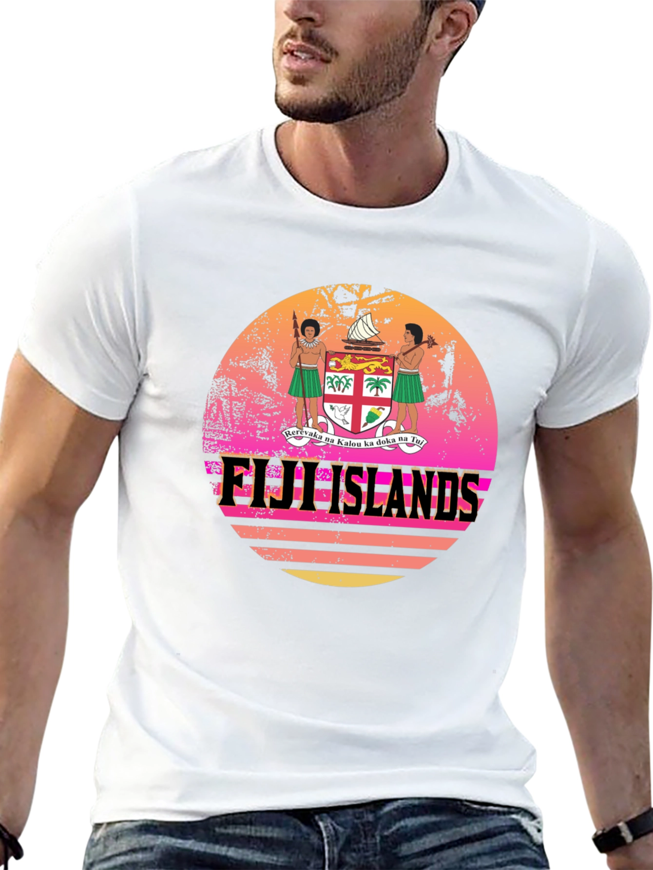 Fiji Islands Retro Sunset Graphic T-Shirt