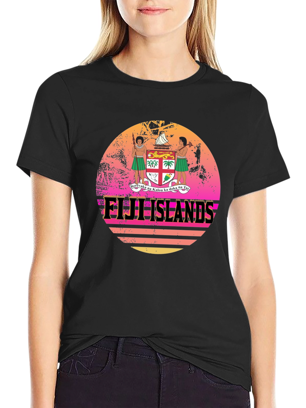 Fiji Islands Retro Sunset Graphic T-Shirt
