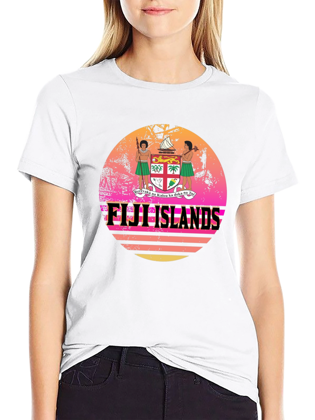 Fiji Islands Retro Sunset Graphic T-Shirt