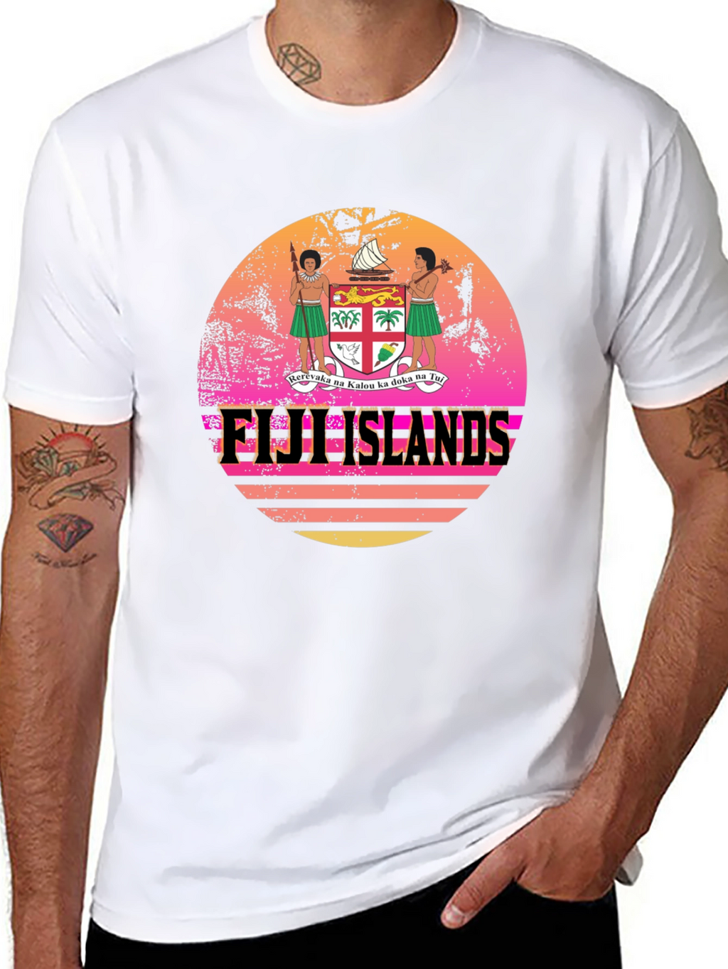 Fiji Islands Retro Sunset Graphic T-Shirt