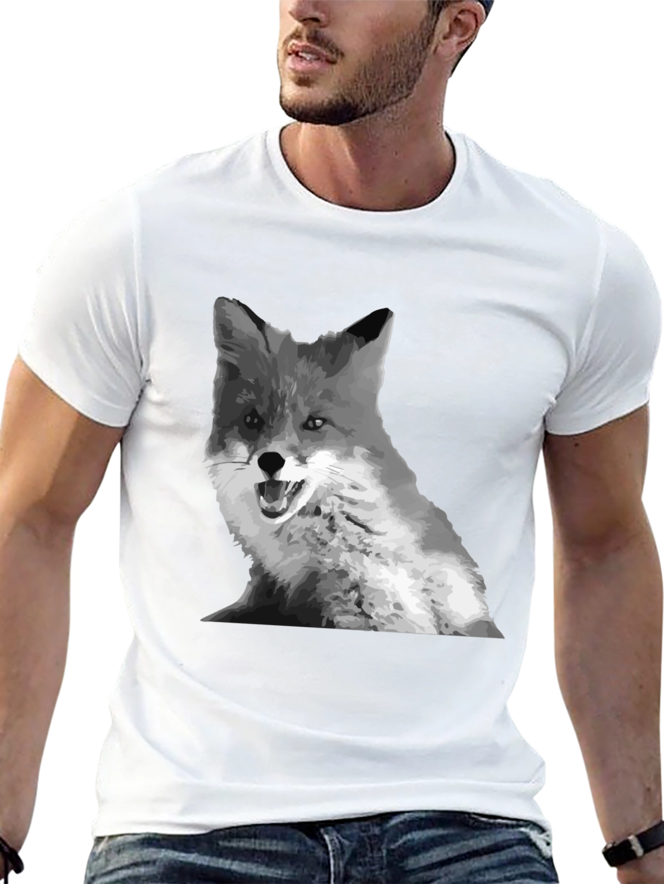 Fox Graphic Print Crew Neck T-Shirt