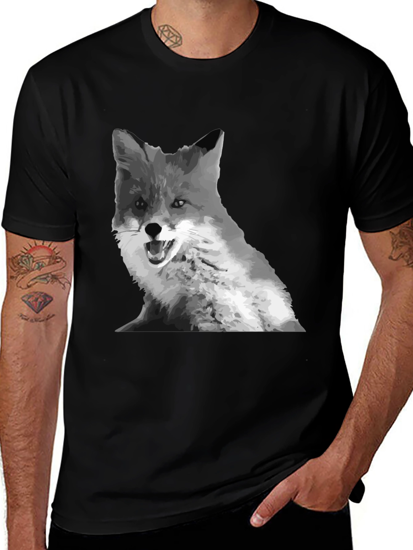Fox Graphic Print Crew Neck T-Shirt