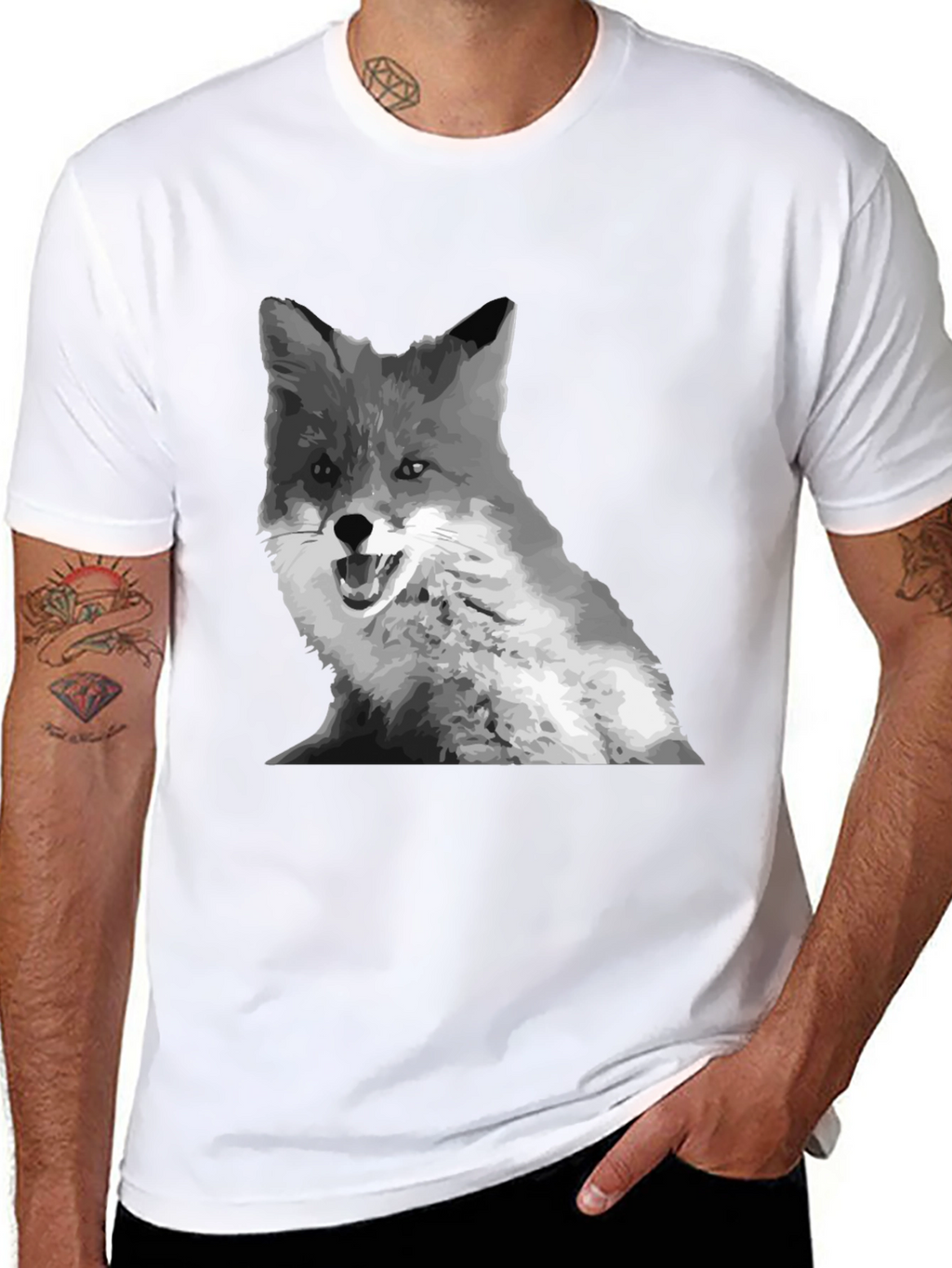Fox Graphic Print Crew Neck T-Shirt