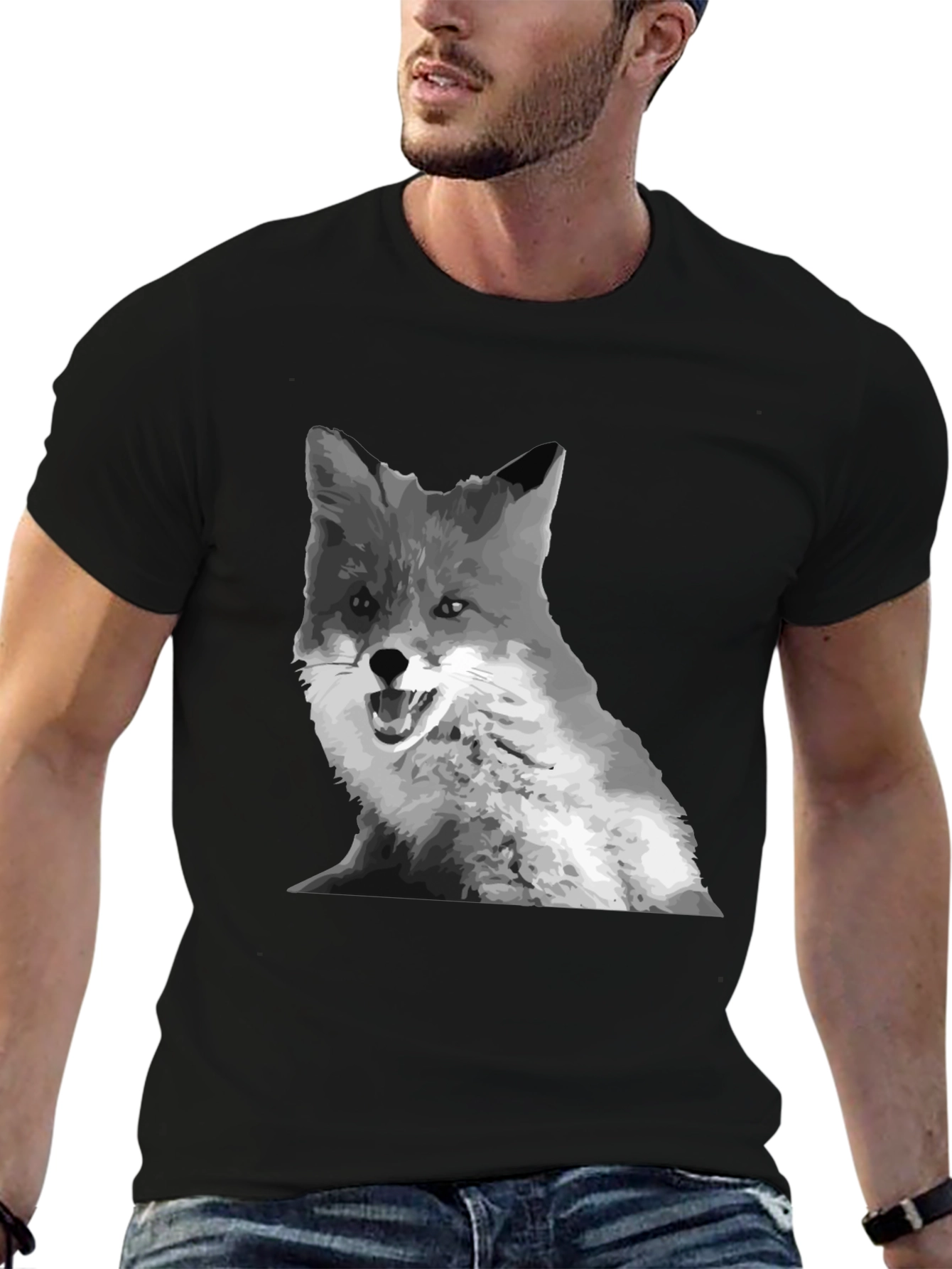 Fox Graphic Print Crew Neck T-Shirt