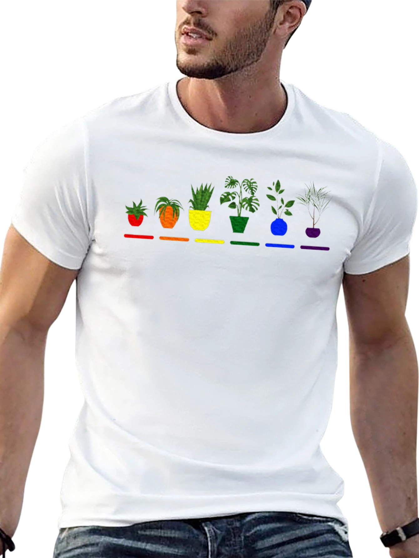 Rainbow Potted Plants Graphic Tee