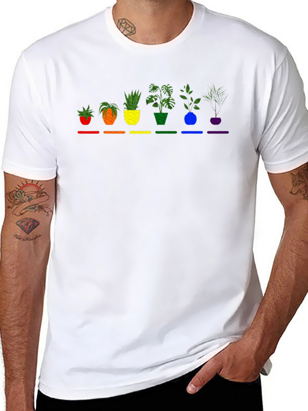 Rainbow Potted Plants Graphic Tee