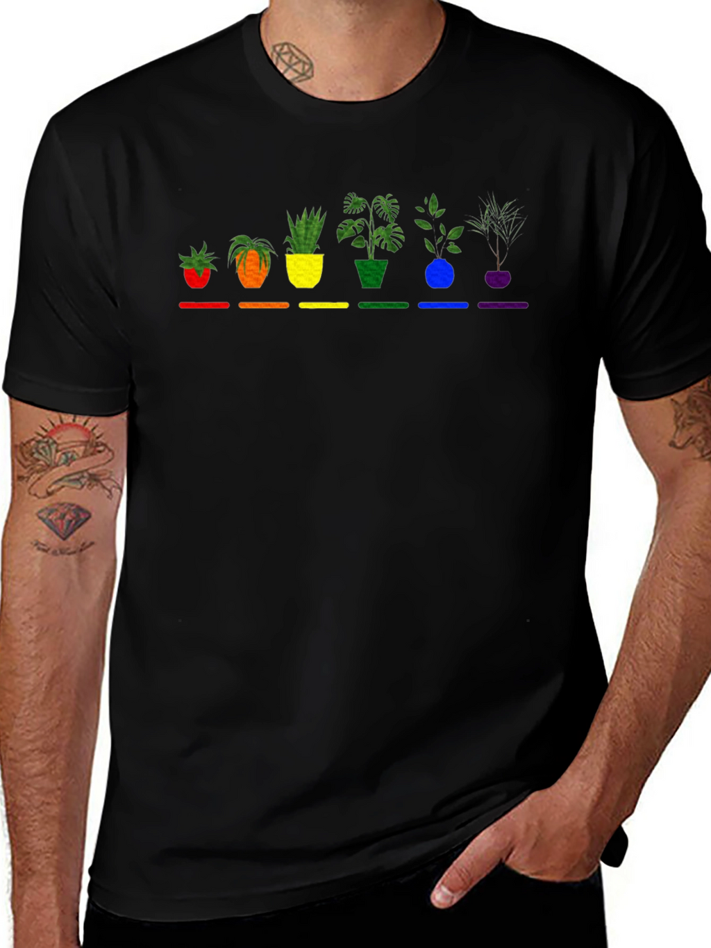 Rainbow Potted Plants Graphic Tee