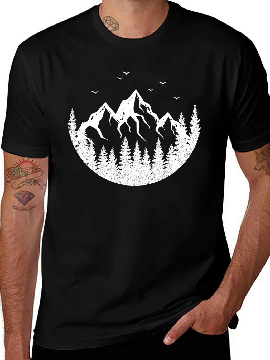 Mountain & Trees Graphic T-Shirt - Black