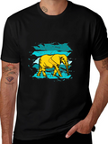 Elephant Graphic Print Mens Black T-Shirt
