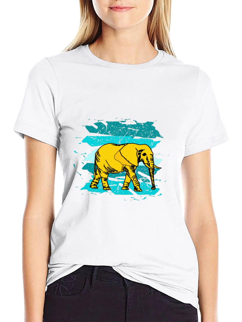 Elephant Graphic Print Mens Black T-Shirt