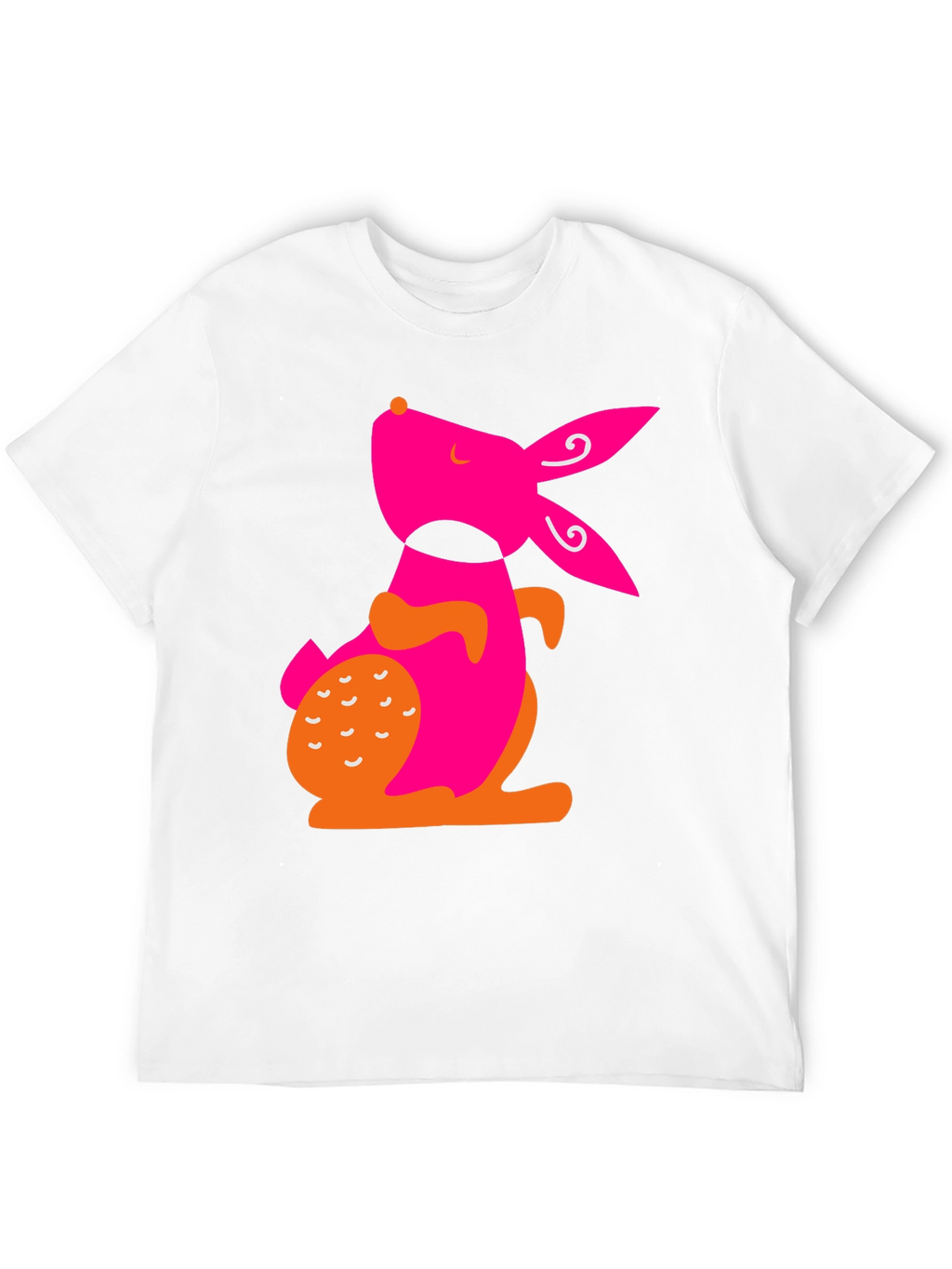 Modern Pink Rabbit Graphic Black T-Shirt