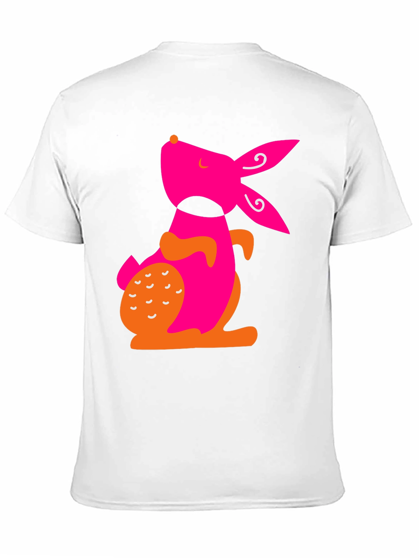 Modern Pink Rabbit Graphic Black T-Shirt