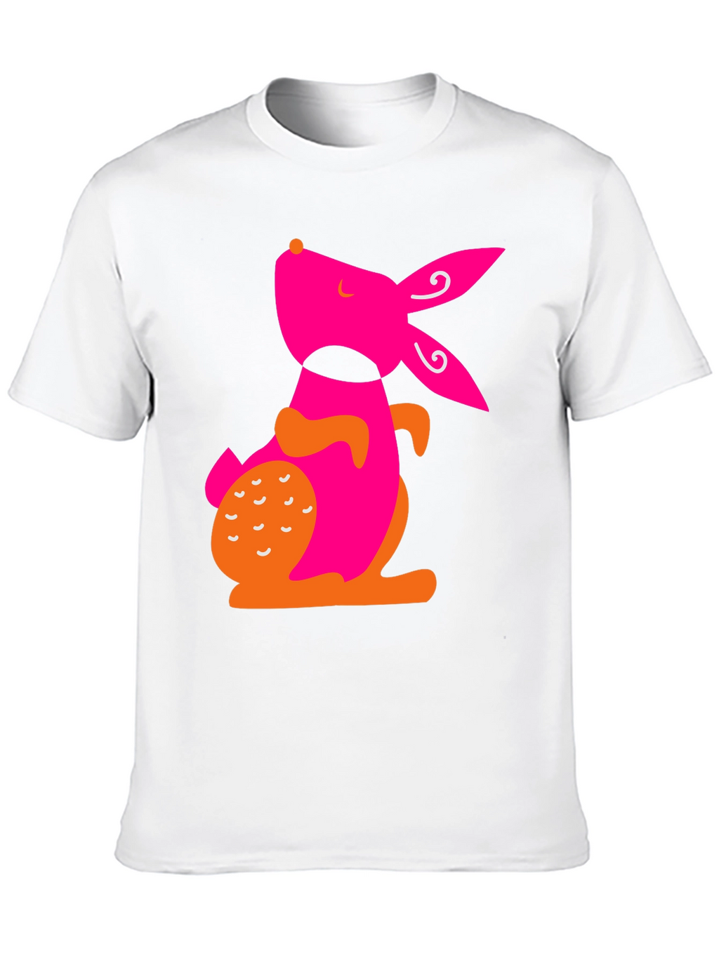 Modern Pink Rabbit Graphic Black T-Shirt