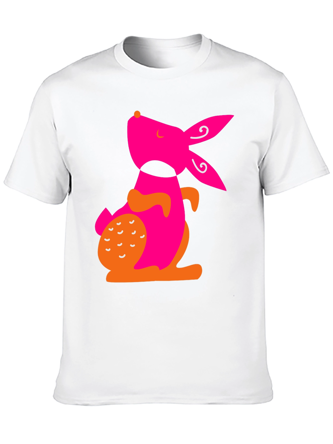 Modern Pink Rabbit Graphic Black T-Shirt