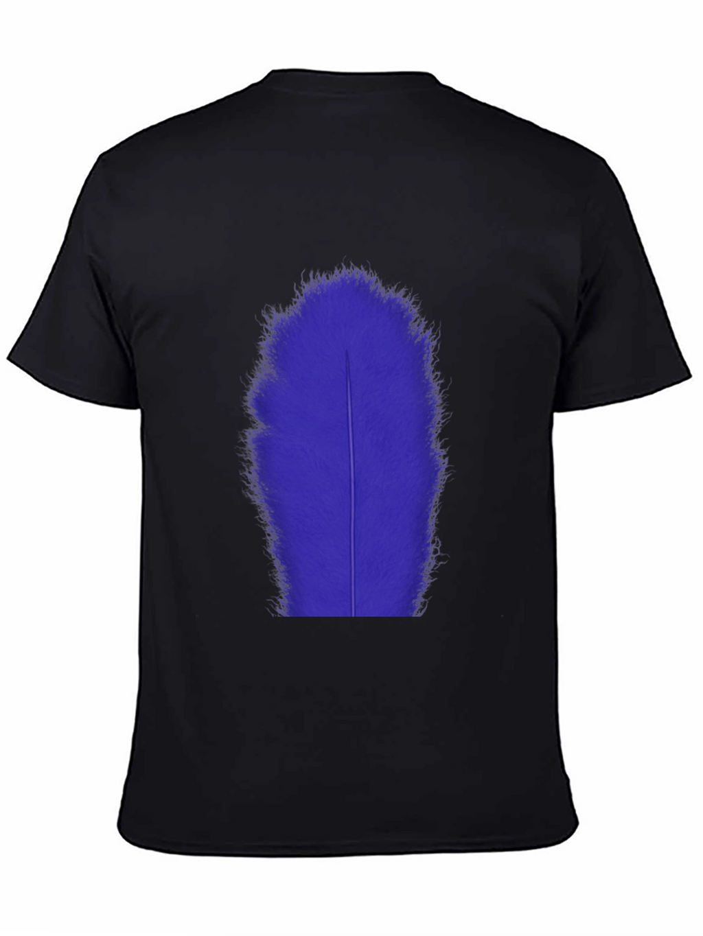 Mens Black T-Shirt with Blue Feather Graphic