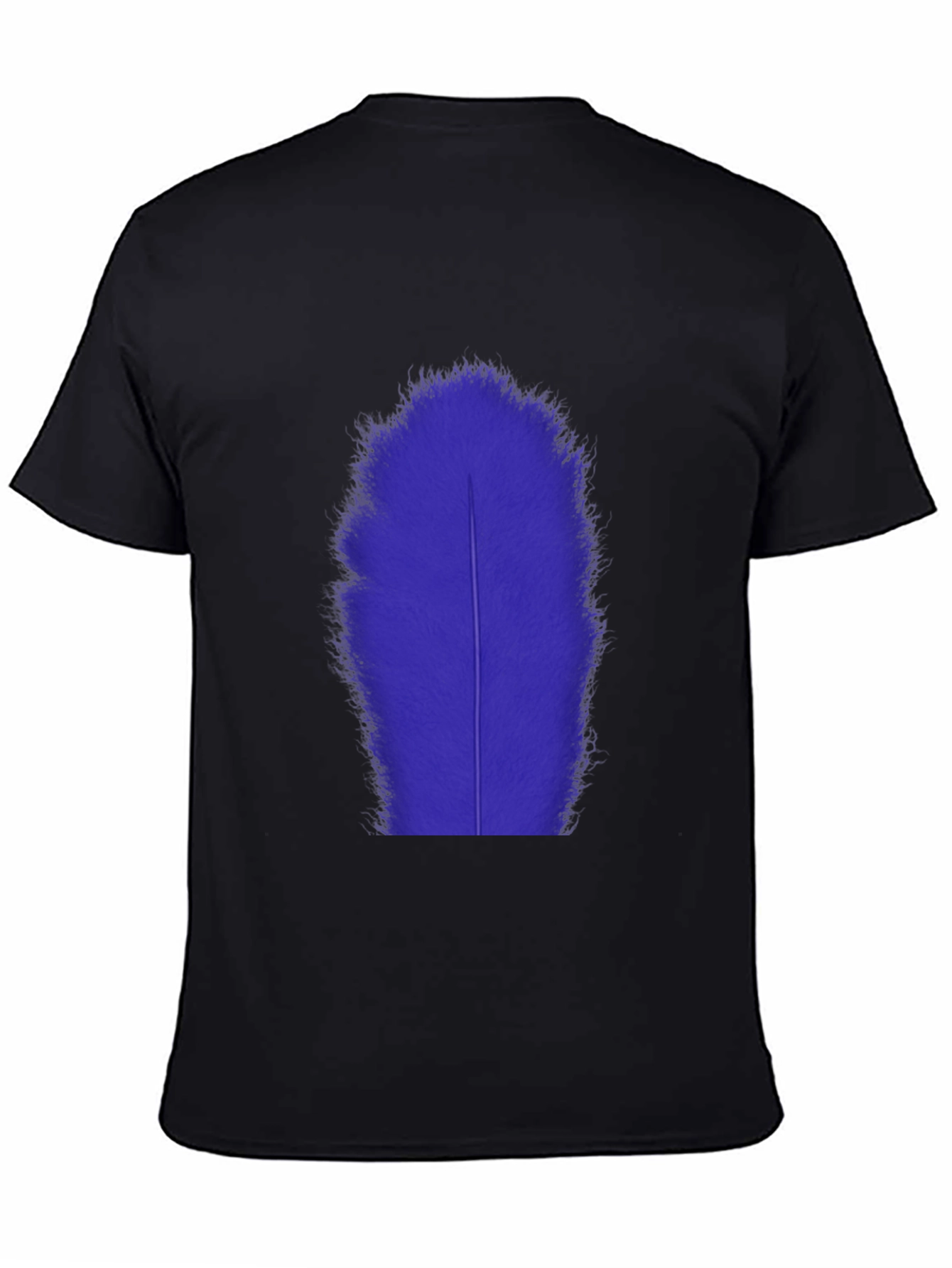 Mens Black T-Shirt with Blue Feather Graphic