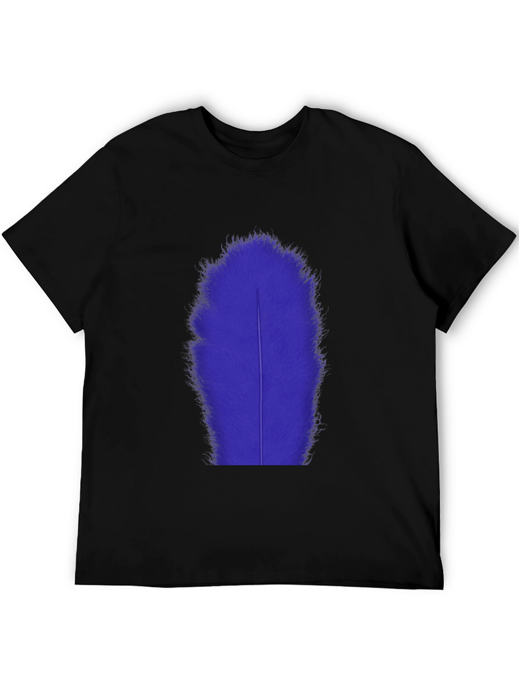 Mens Black T-Shirt with Blue Feather Graphic