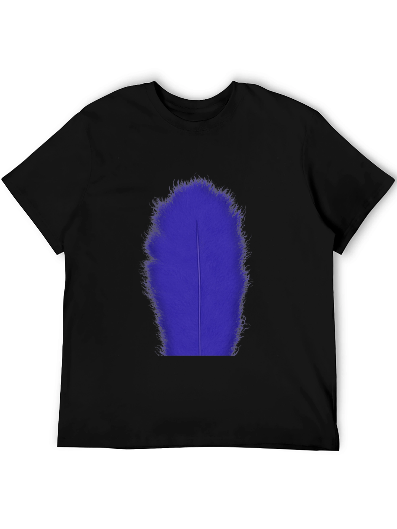 Mens Black T-Shirt with Blue Feather Graphic
