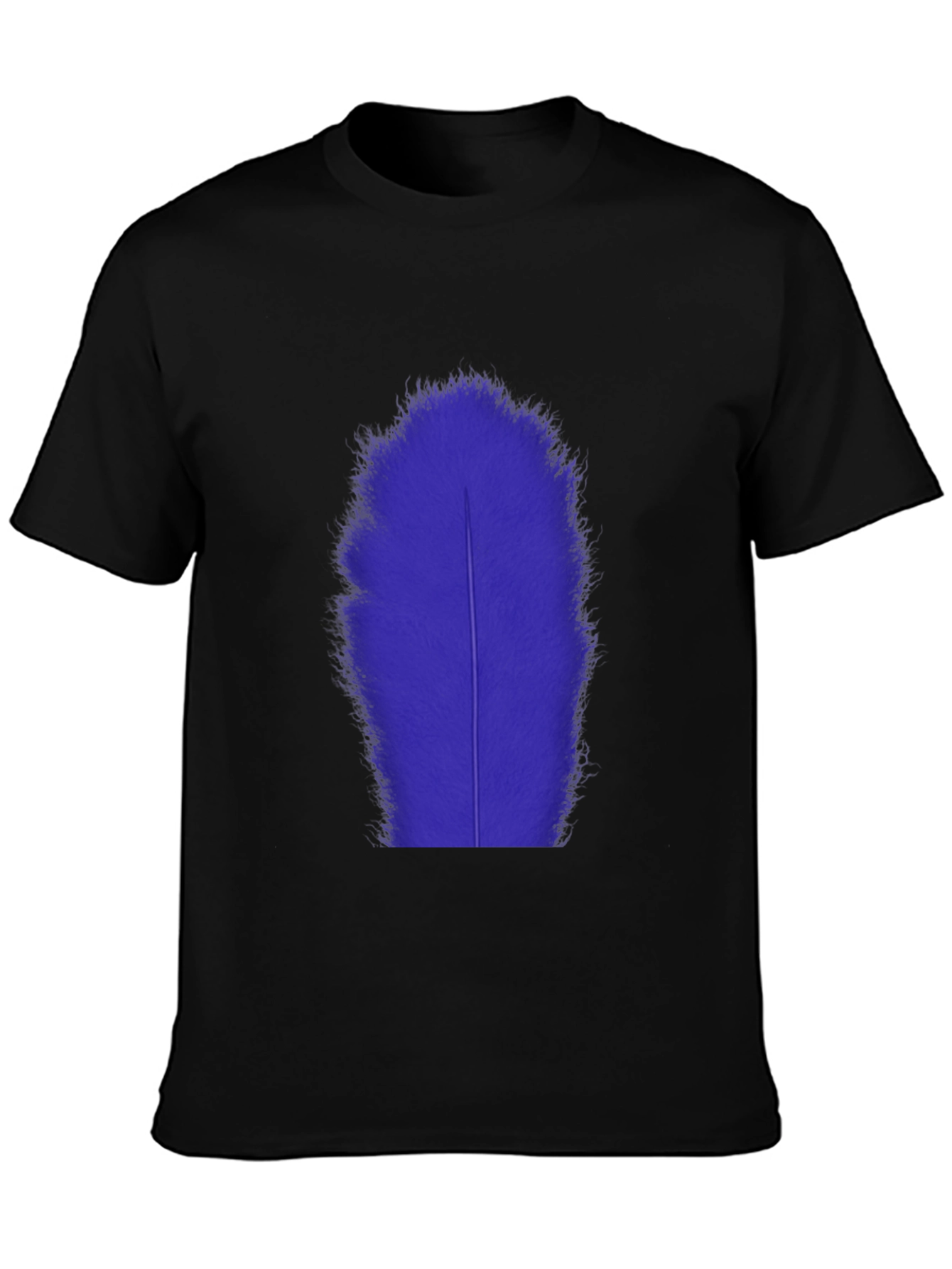 Mens Black T-Shirt with Blue Feather Graphic